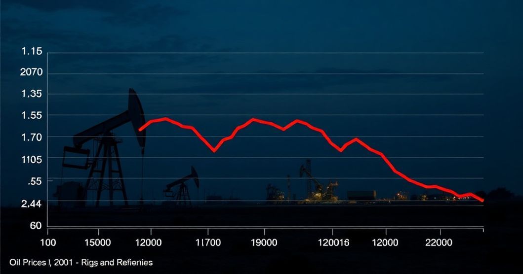 原油価格が下落し、60ドルを割る