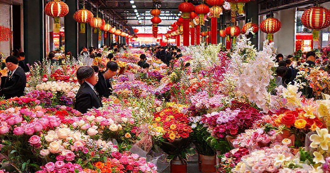 新年花市の活況