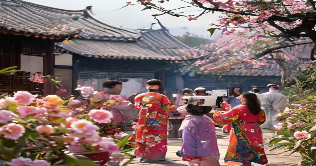 中国の春、花々が咲く